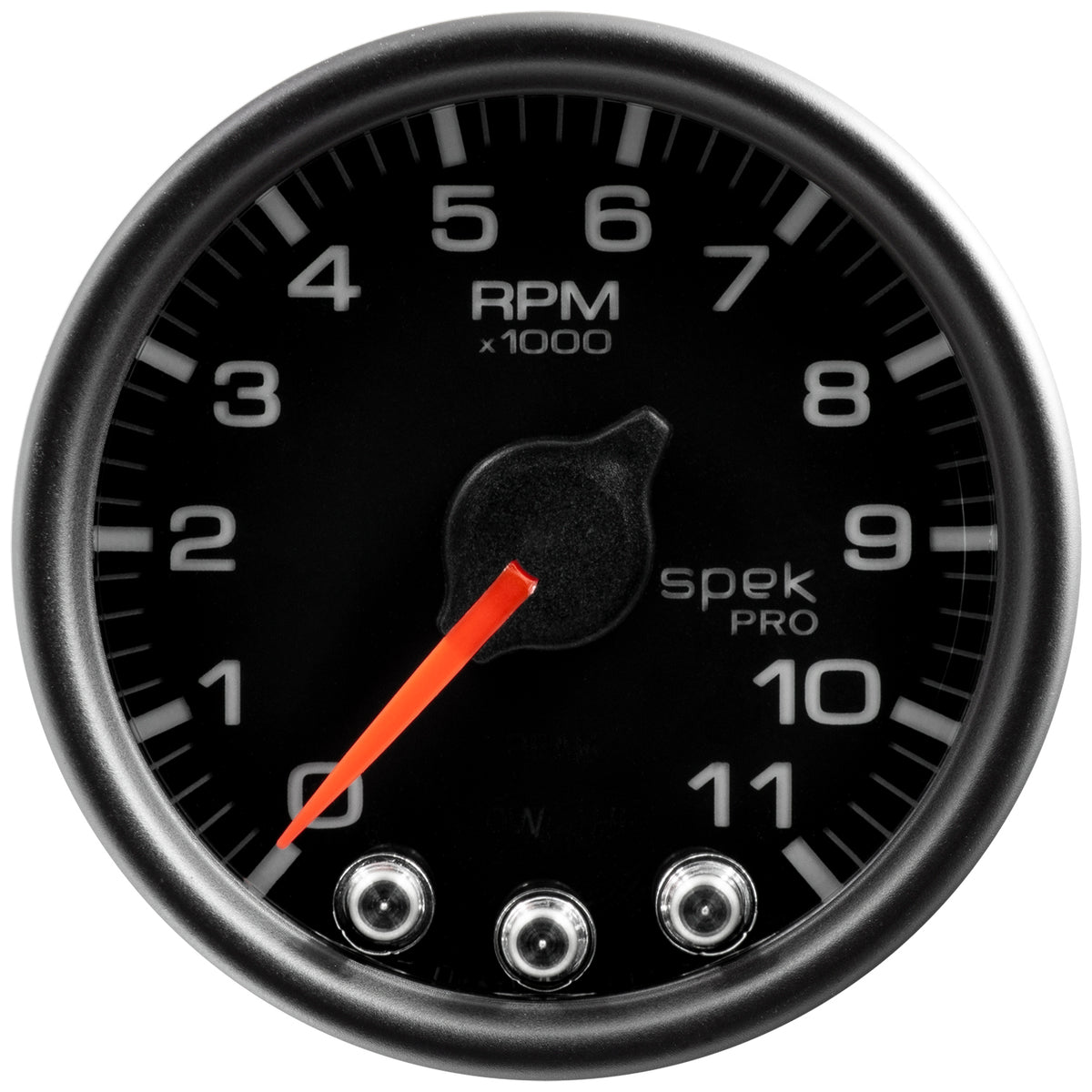 Autometer Spek-Pro Gauge Tach 2 1/16in 11K Rpm W/ Shift Light & Peak Mem Blk/Blk - P33632