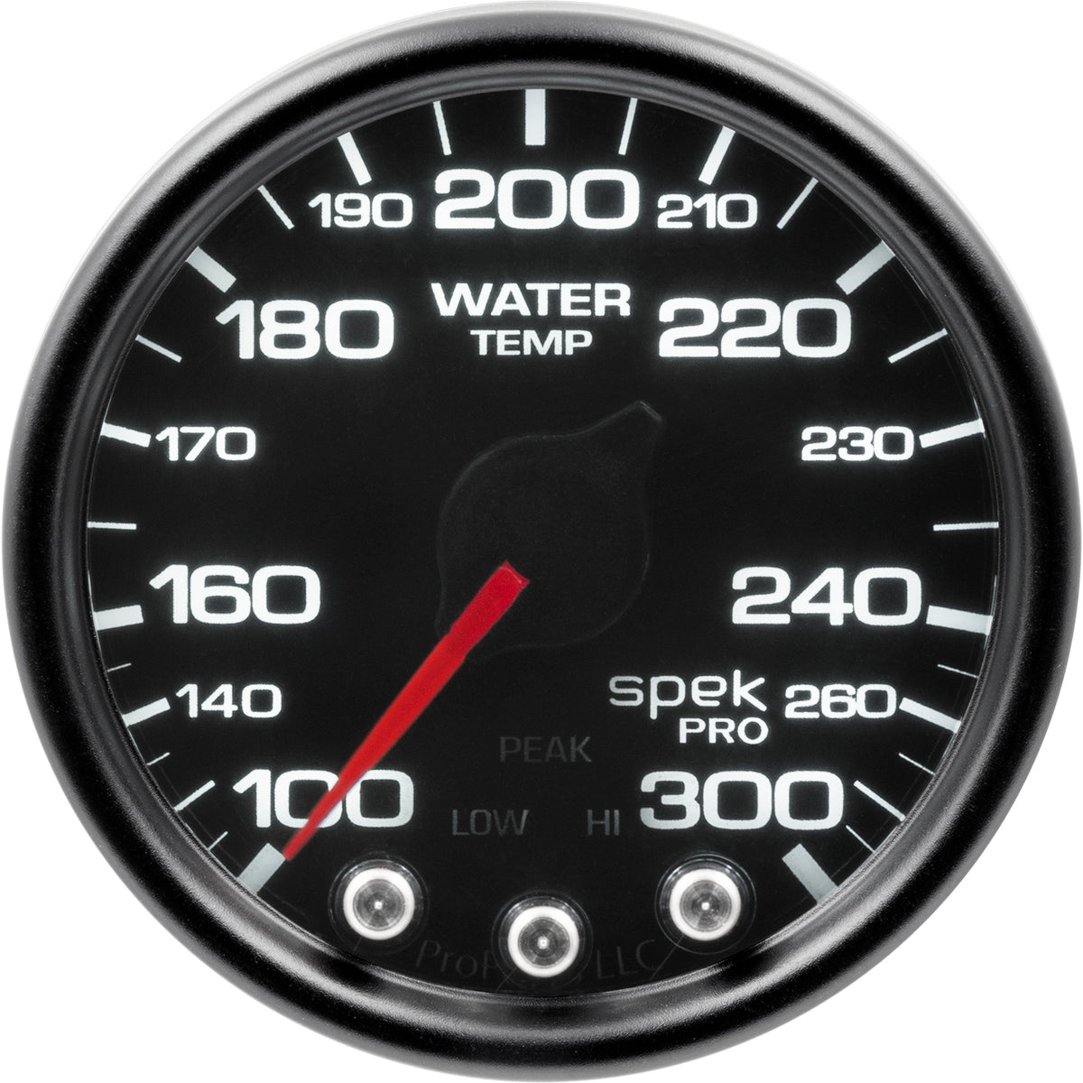 Autometer Spek-Pro Gauge Water Temp 2 1/16in 300f Stepper Motor W/Peak & Warn Blk/Smoke/Blk - P34652