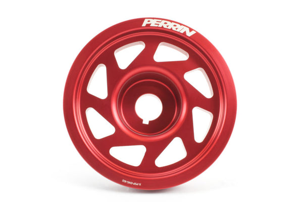 Perrin (WRX/STi) EJ Engines (w/o AC) Crank Pulley - Red - PSP-ENG-102RD for 2008-2021 Subaru WRX STI - front view
