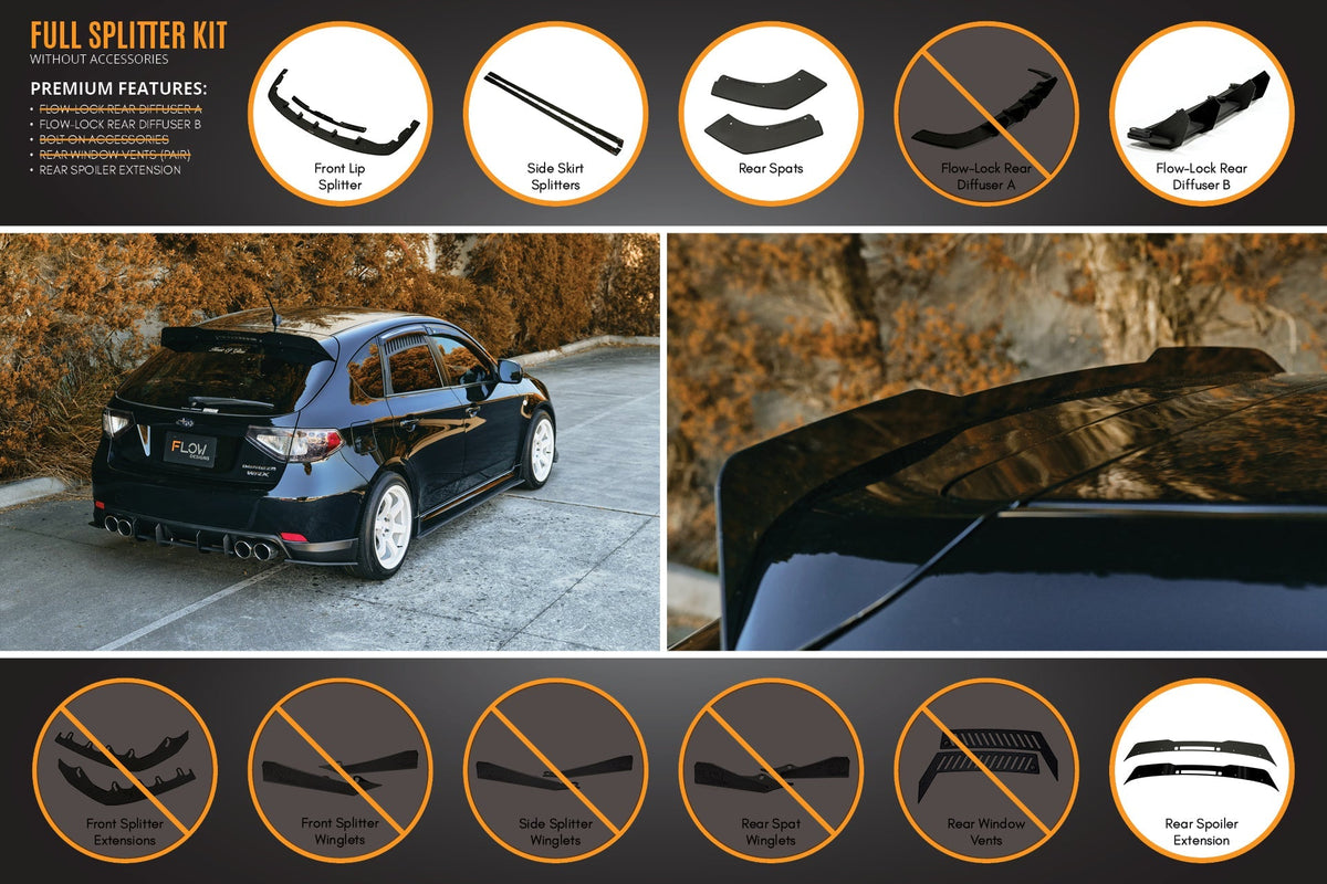 Flow Designs - Impreza WRX/RS G3 Hatch PFL Full Lip Splitter Set