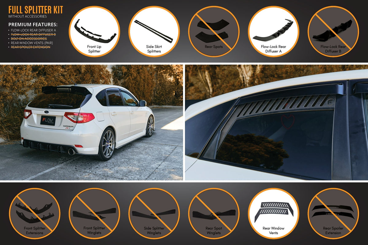 Flow Designs - Impreza WRX/RS G3 Hatch PFL Full Lip Splitter Set