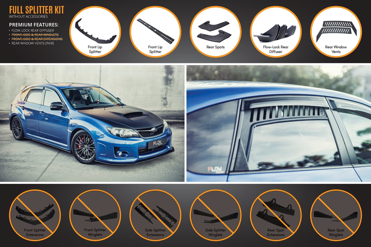 Flow Designs - Impreza WRX / STI G3 Hatch (FL) Full Lip Splitter Set