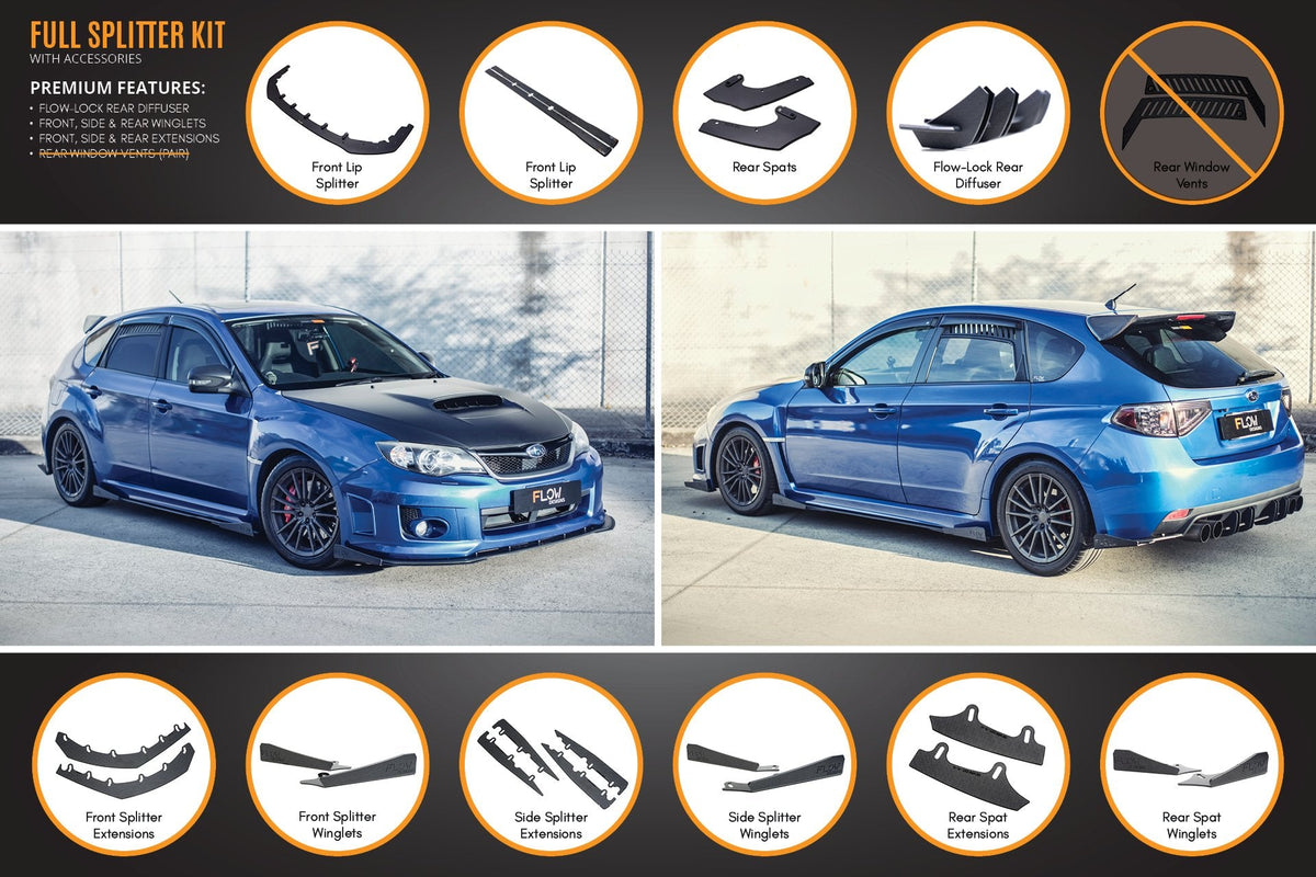 Flow Designs - Impreza WRX / STI G3 Hatch (FL) Full Lip Splitter Set