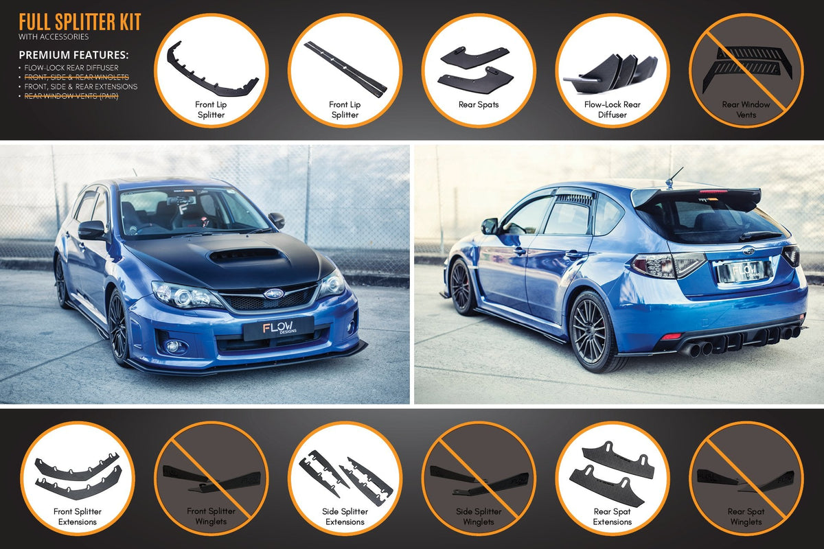 Flow Designs - Impreza WRX / STI G3 Hatch (FL) Full Lip Splitter Set