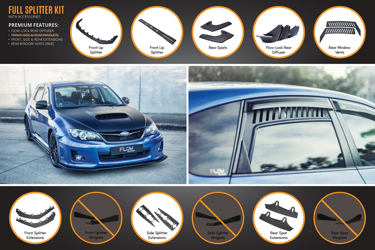 Flow Designs - Impreza WRX / STI G3 Hatch (FL) Full Lip Splitter Set
