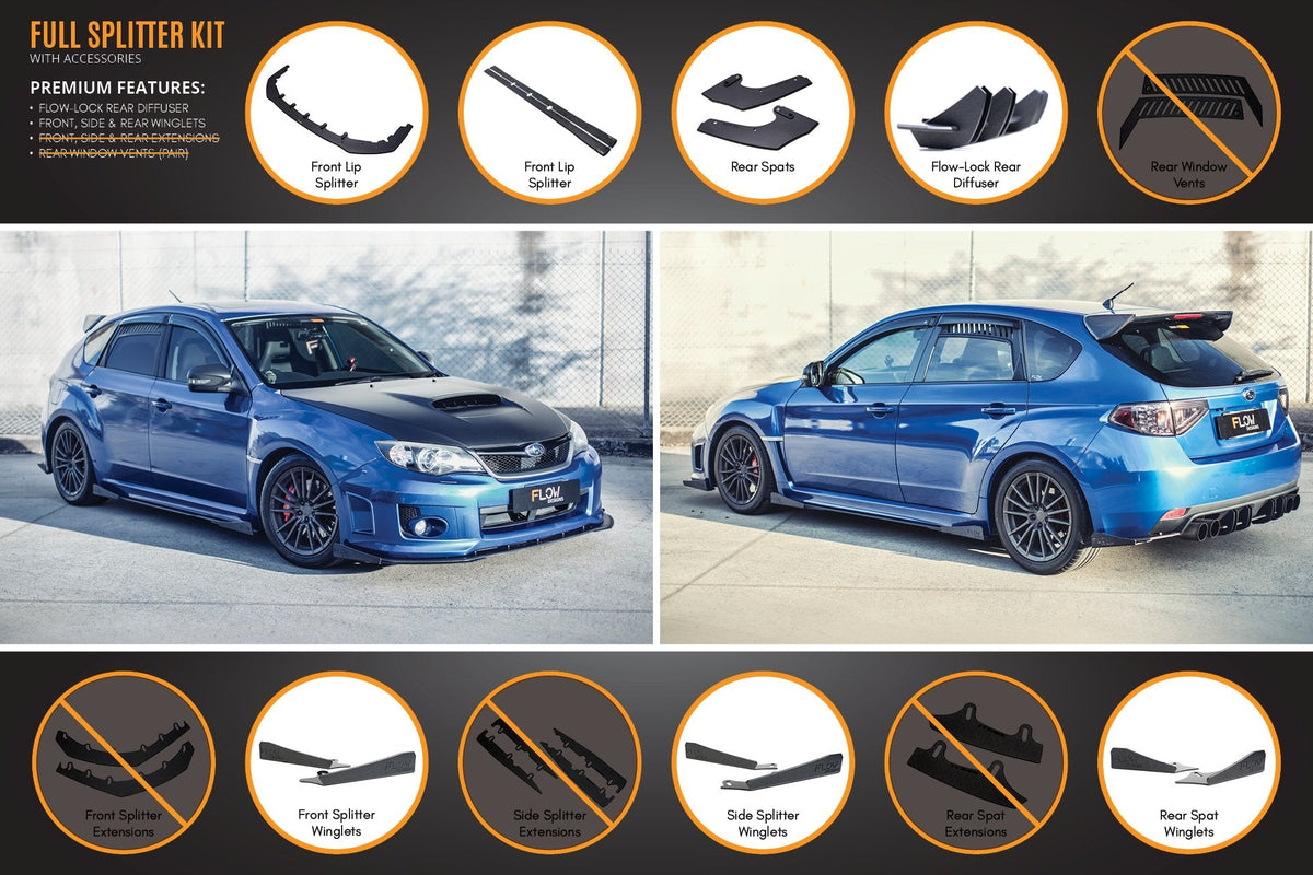 Flow Designs - Impreza WRX / STI G3 Hatch (FL) Full Lip Splitter Set