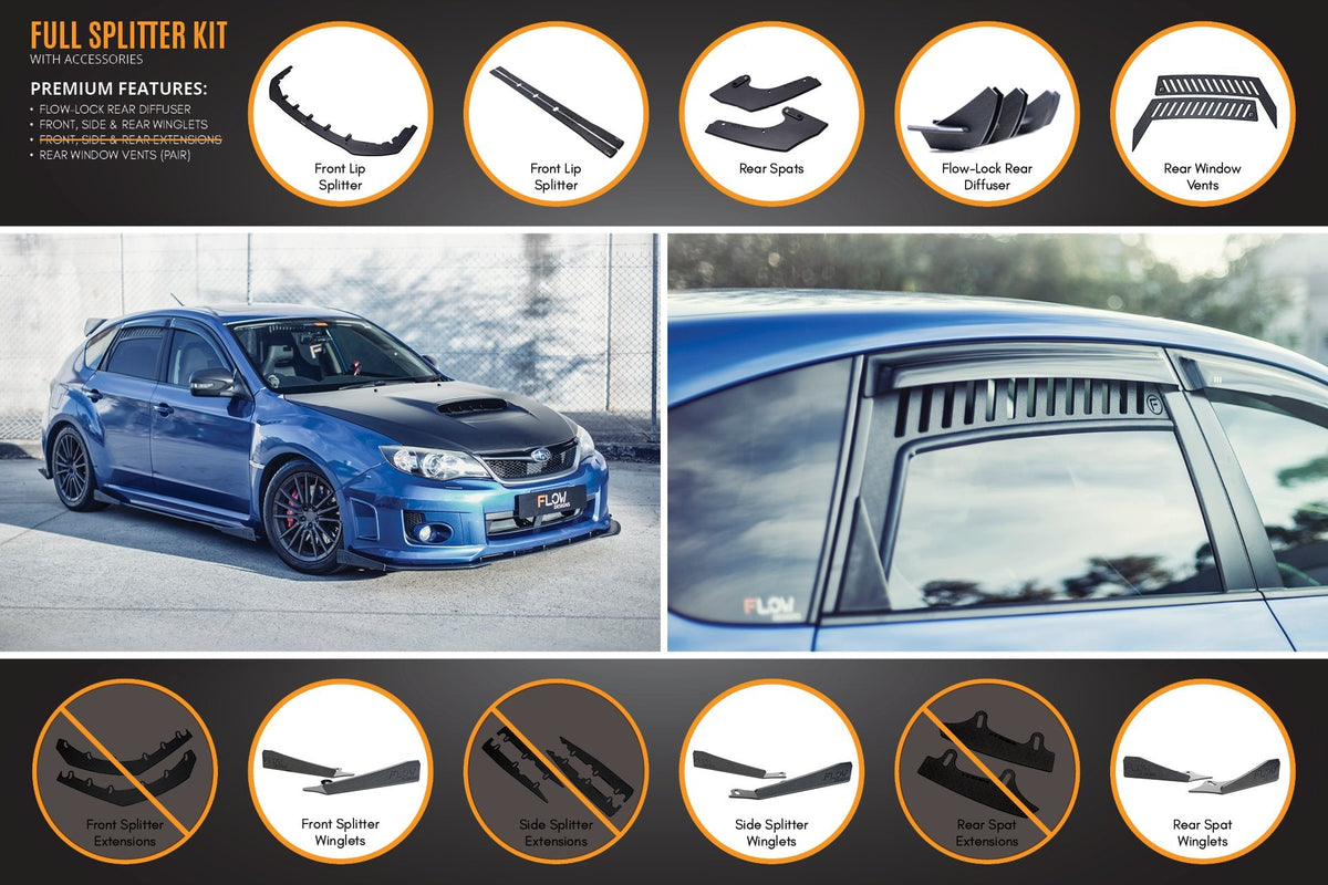 Flow Designs - Impreza WRX / STI G3 Hatch (FL) Full Lip Splitter Set