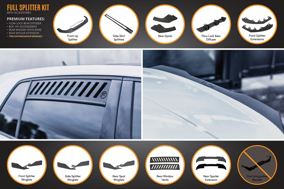 Flow Designs - MK8 Golf GTI Full Lip Splitter Set