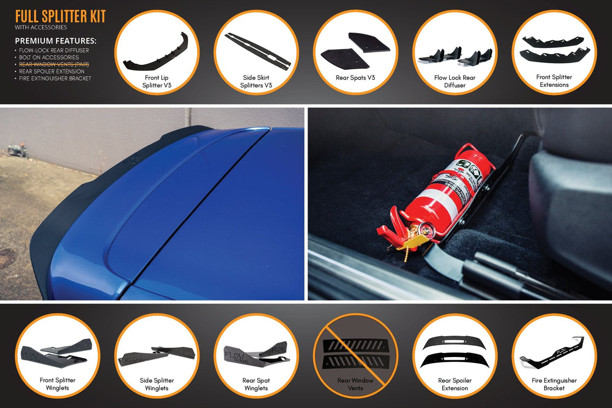 Flow Designs - MK6 Golf R Full Lip Splitter Set