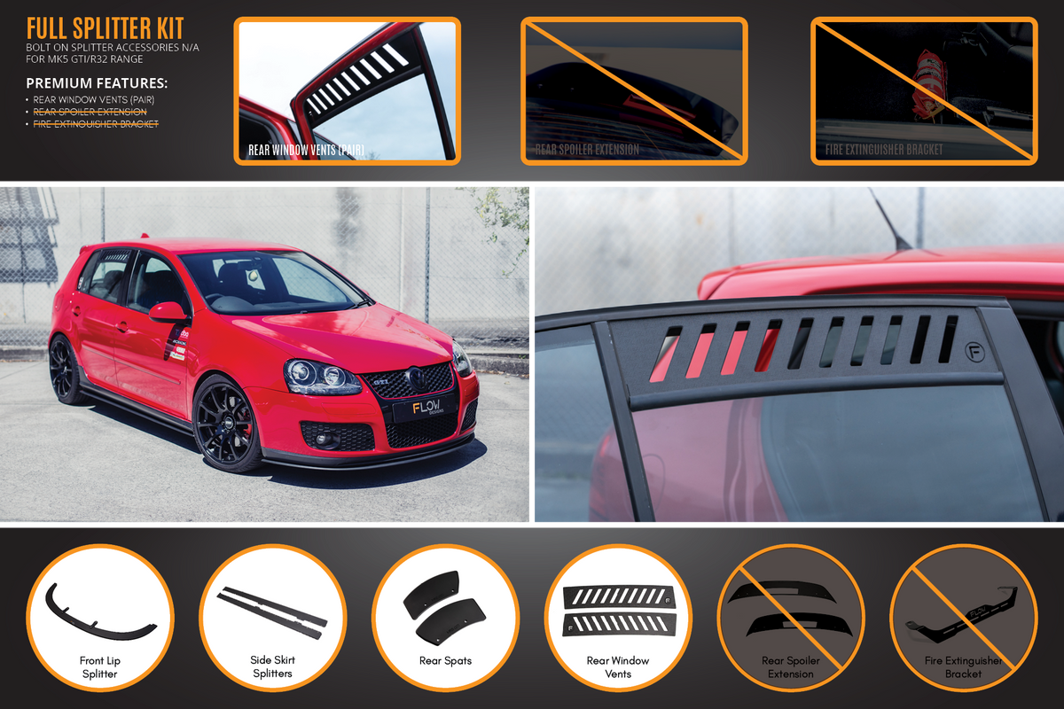 Flow Designs - MK5 Golf GTI Full Lip Splitter Set