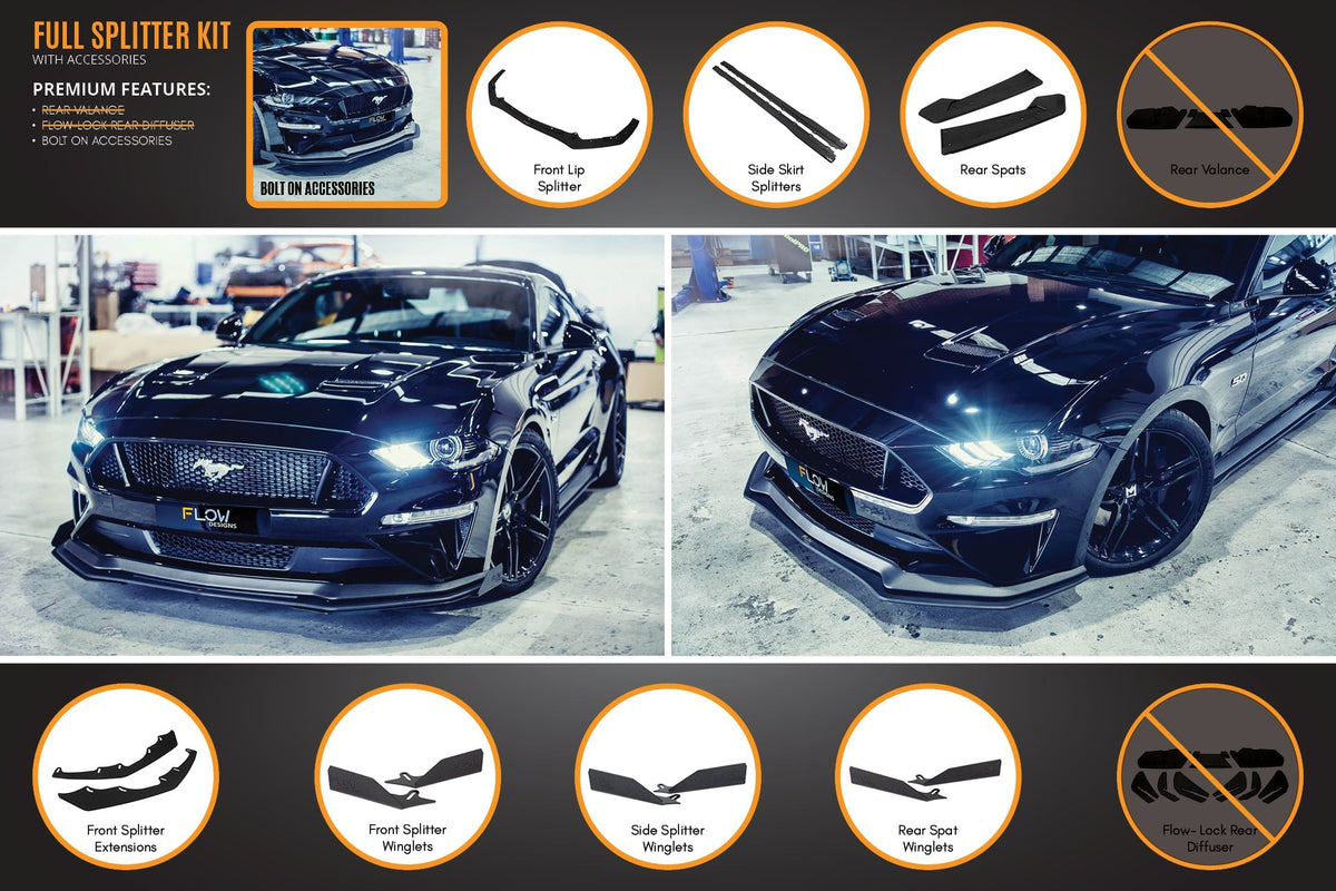 Flow Designs - 18-23 Mustang GT S550 FN Full Lip Splitter Set
