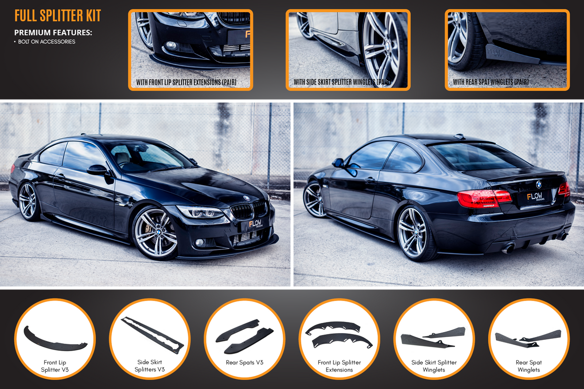 Flow Designs - E92 M Pre LCI Sport Full Lip Splitter Set