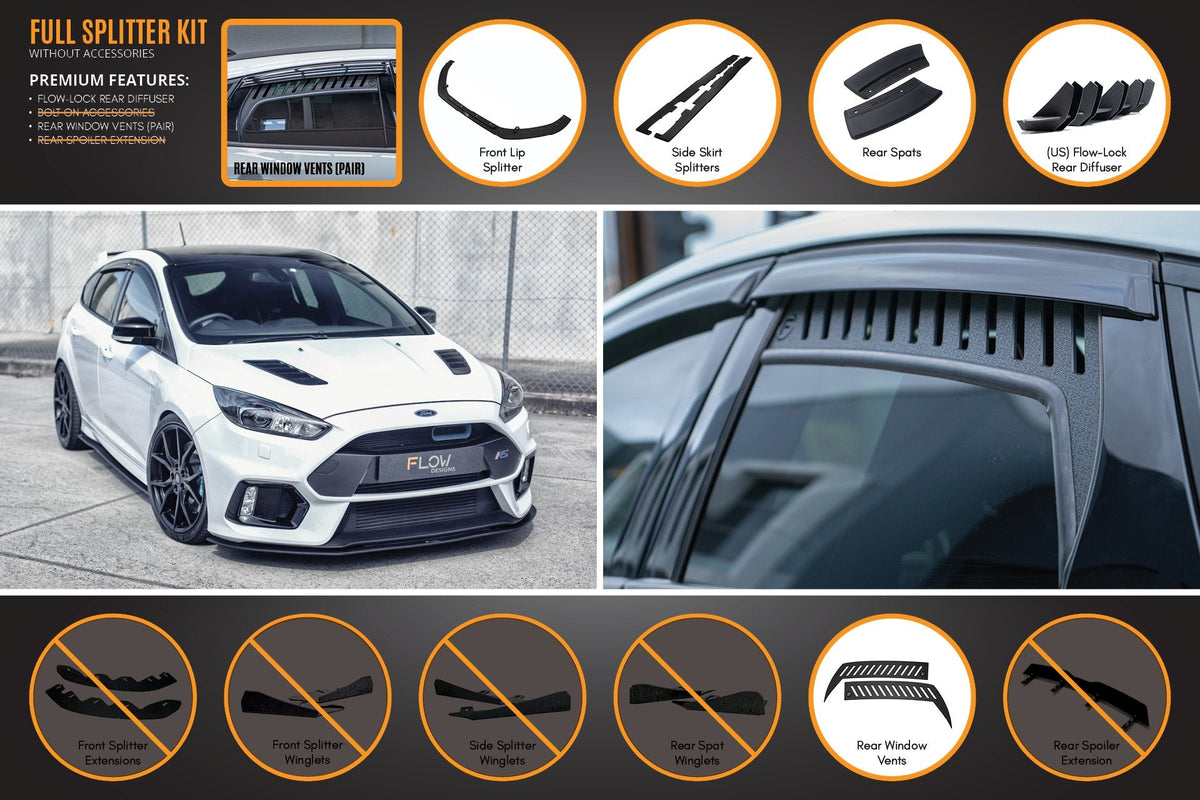 Flow Designs - MK3 Focus RS Full Lip Splitter Set
