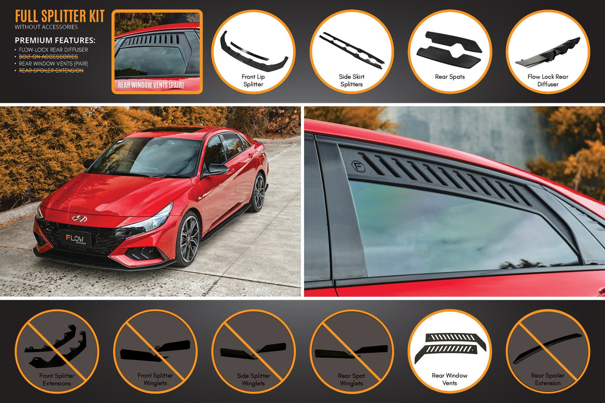 Flow Designs - CN7 Elantra N Line Sedan 2020 Full Lip Splitter Set