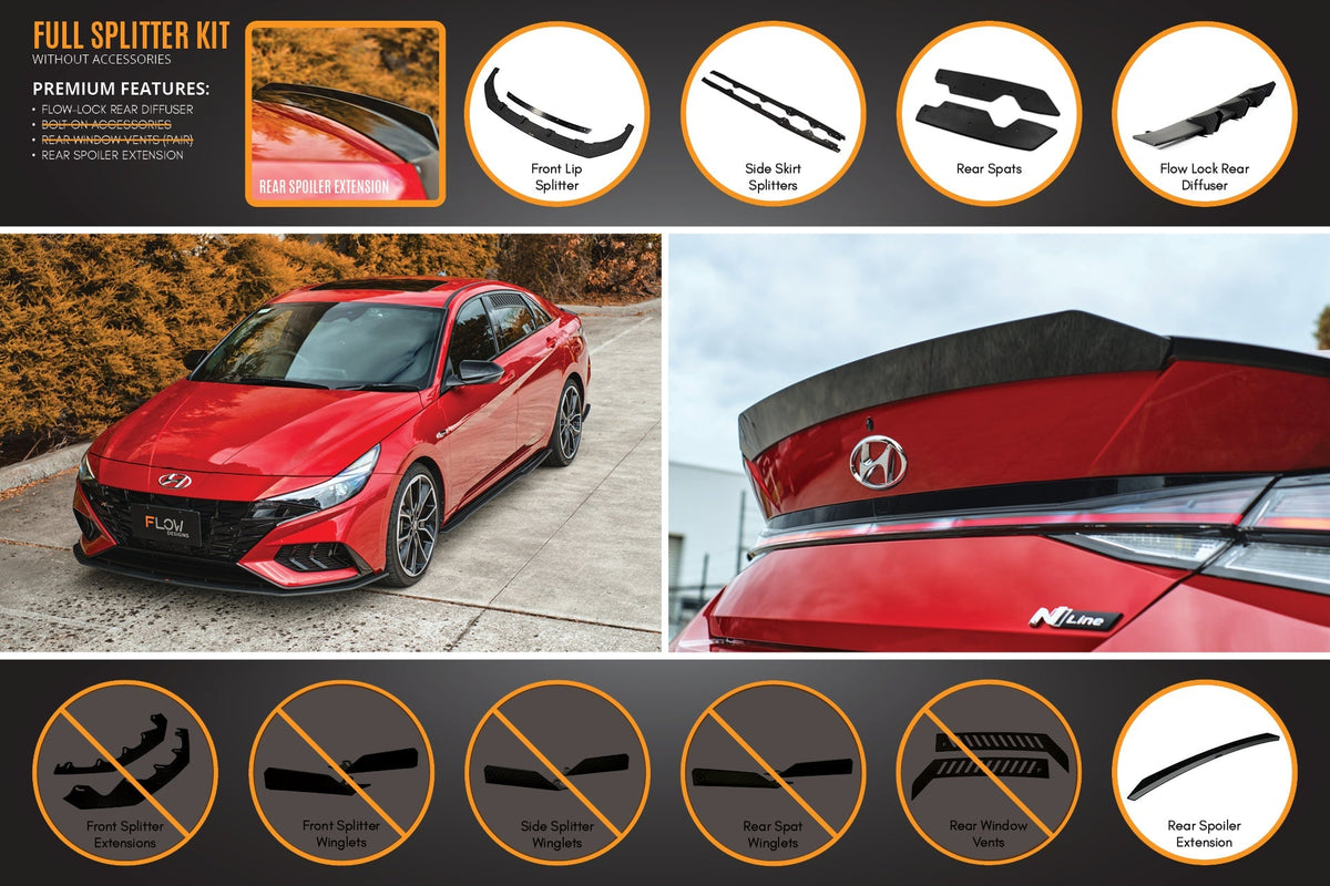 Flow Designs - CN7 Elantra N Line Sedan 2020 Full Lip Splitter Set