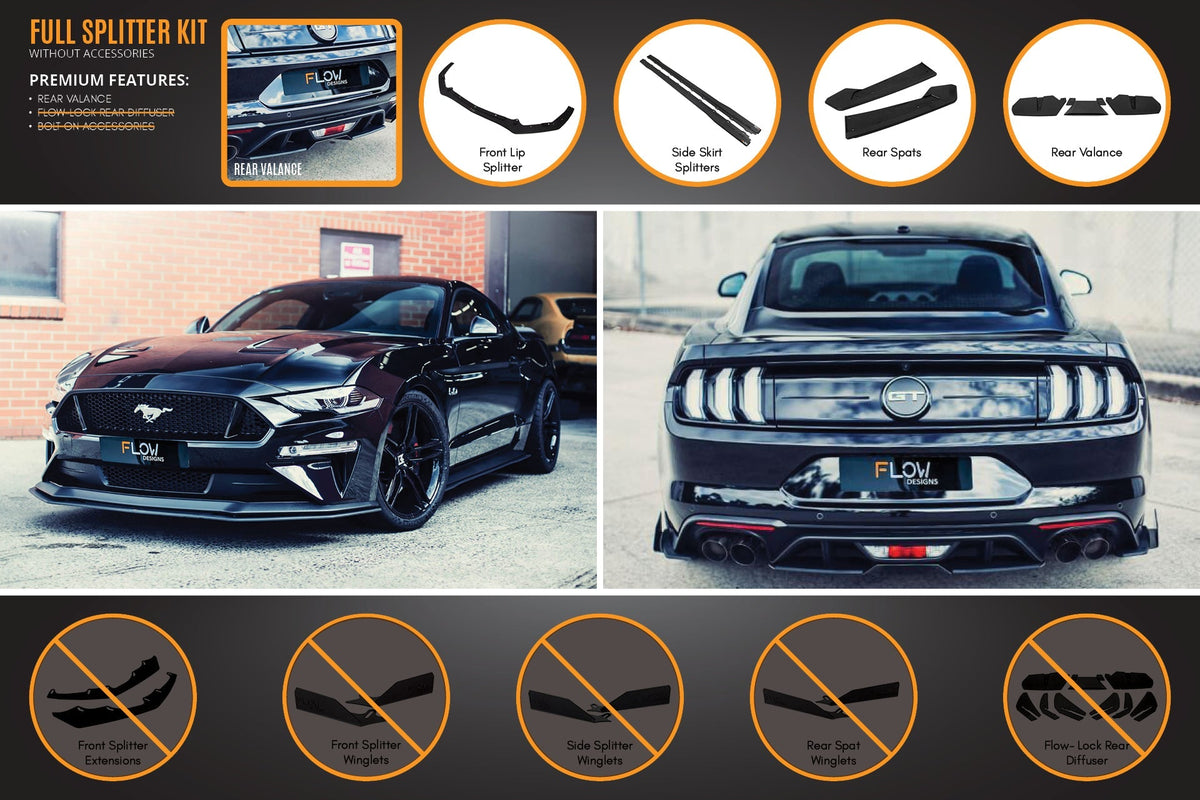 Flow Designs - 18-23 Mustang GT S550 FN Full Lip Splitter Set