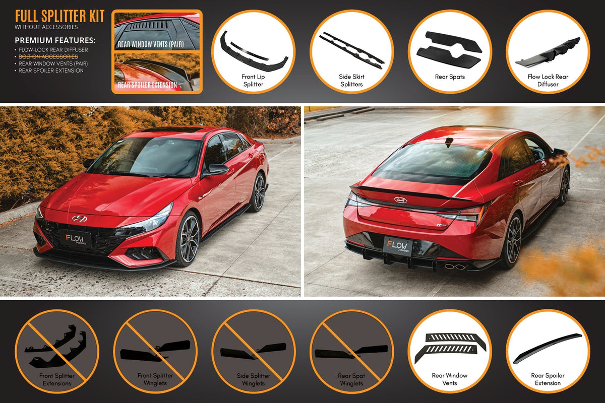 Flow Designs - CN7 Elantra N Line Sedan 2020 Full Lip Splitter Set