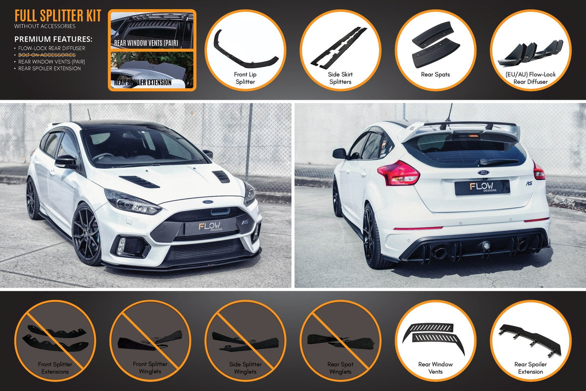 Flow Designs - MK3 Focus RS Full Lip Splitter Set