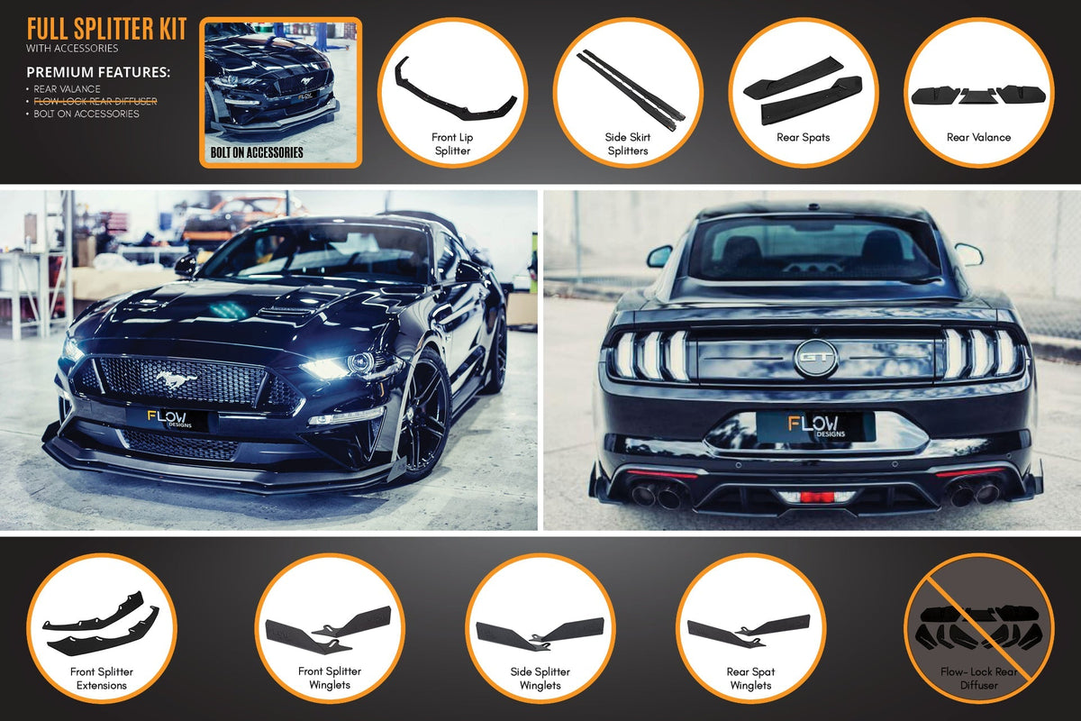 Flow Designs - 18-23 Mustang GT S550 FN Full Lip Splitter Set