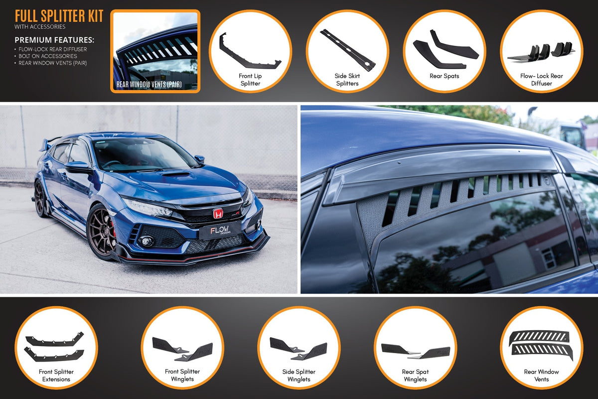 Flow Designs - FK8 Civic Type R Full Lip Splitter Set