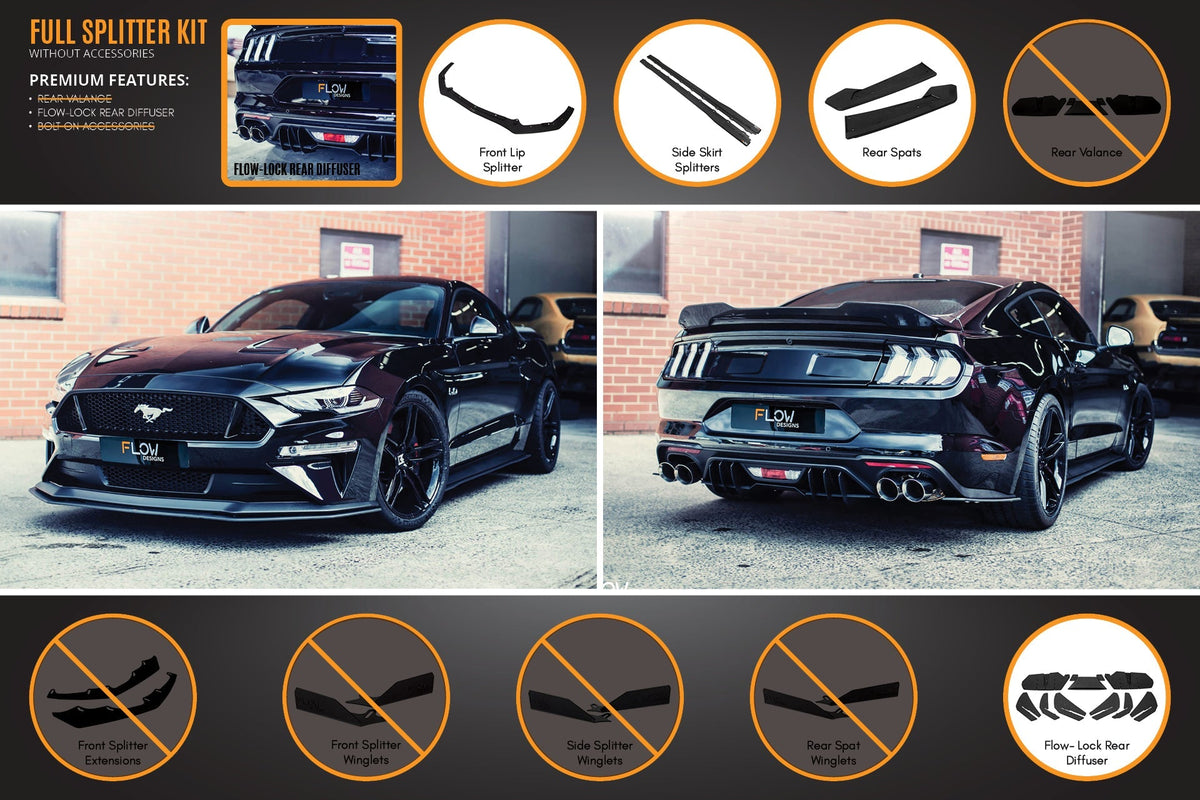 Flow Designs - 18-23 Mustang GT S550 FN Full Lip Splitter Set