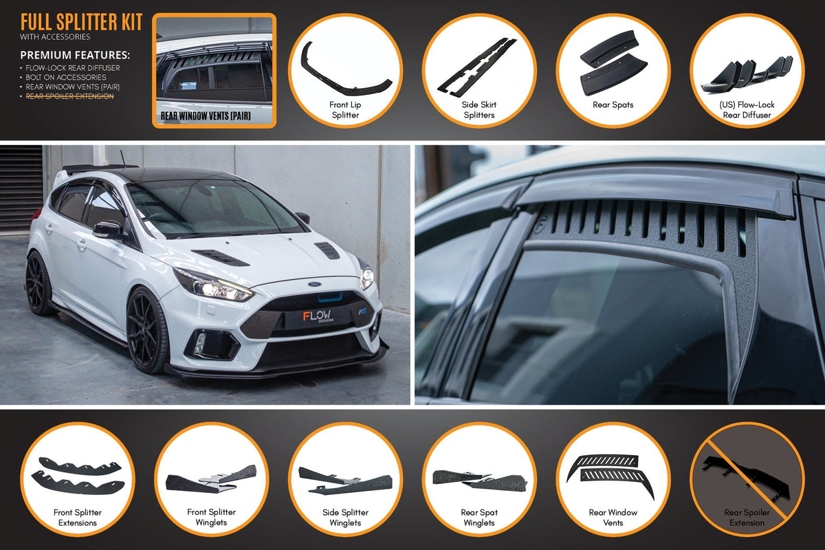 Flow Designs - MK3 Focus RS Full Lip Splitter Set