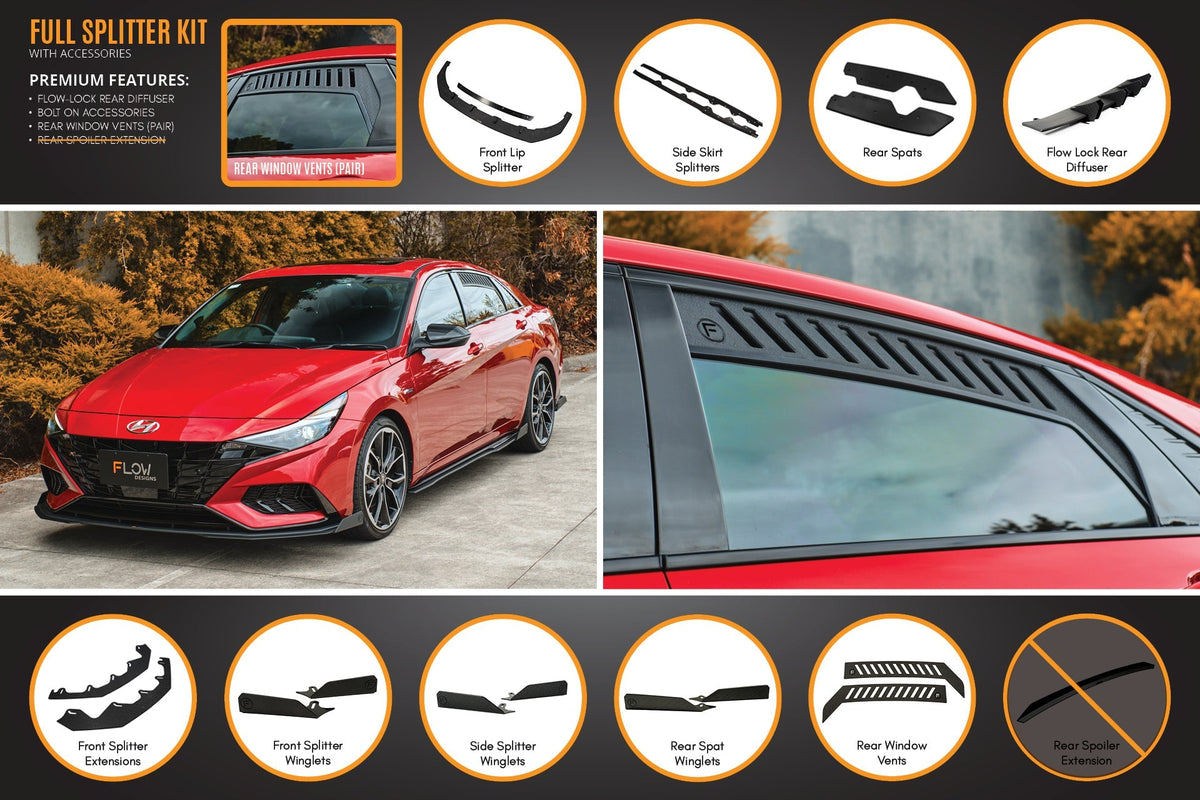 Flow Designs - CN7 Elantra N Line Sedan 2020 Full Lip Splitter Set