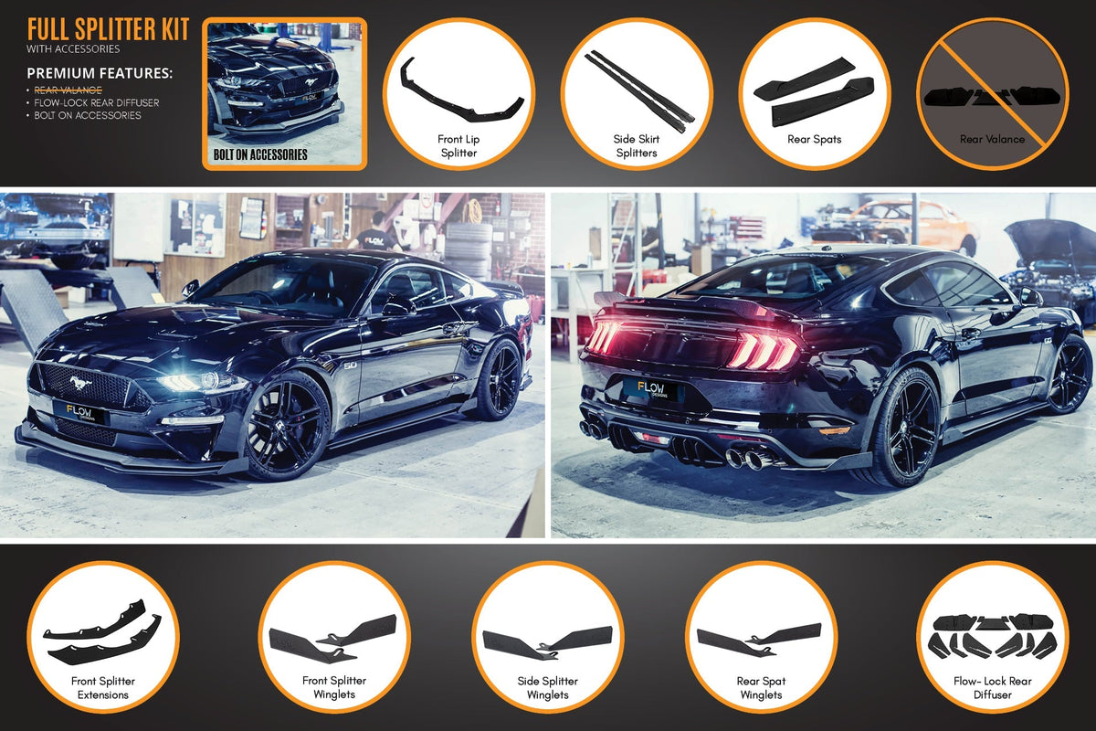 Flow Designs - 18-23 Mustang GT S550 FN Full Lip Splitter Set