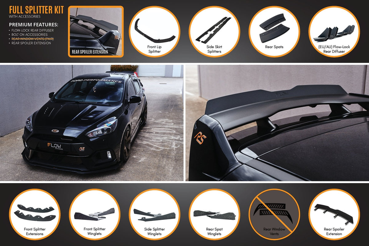 Flow Designs - MK3 Focus RS Full Lip Splitter Set