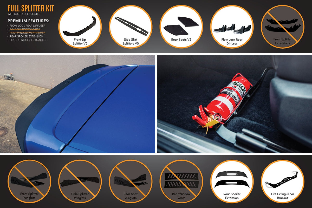 Flow Designs - MK6 Golf R Full Lip Splitter Set