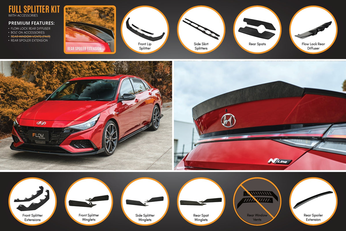 Flow Designs - CN7 Elantra N Line Sedan 2020 Full Lip Splitter Set