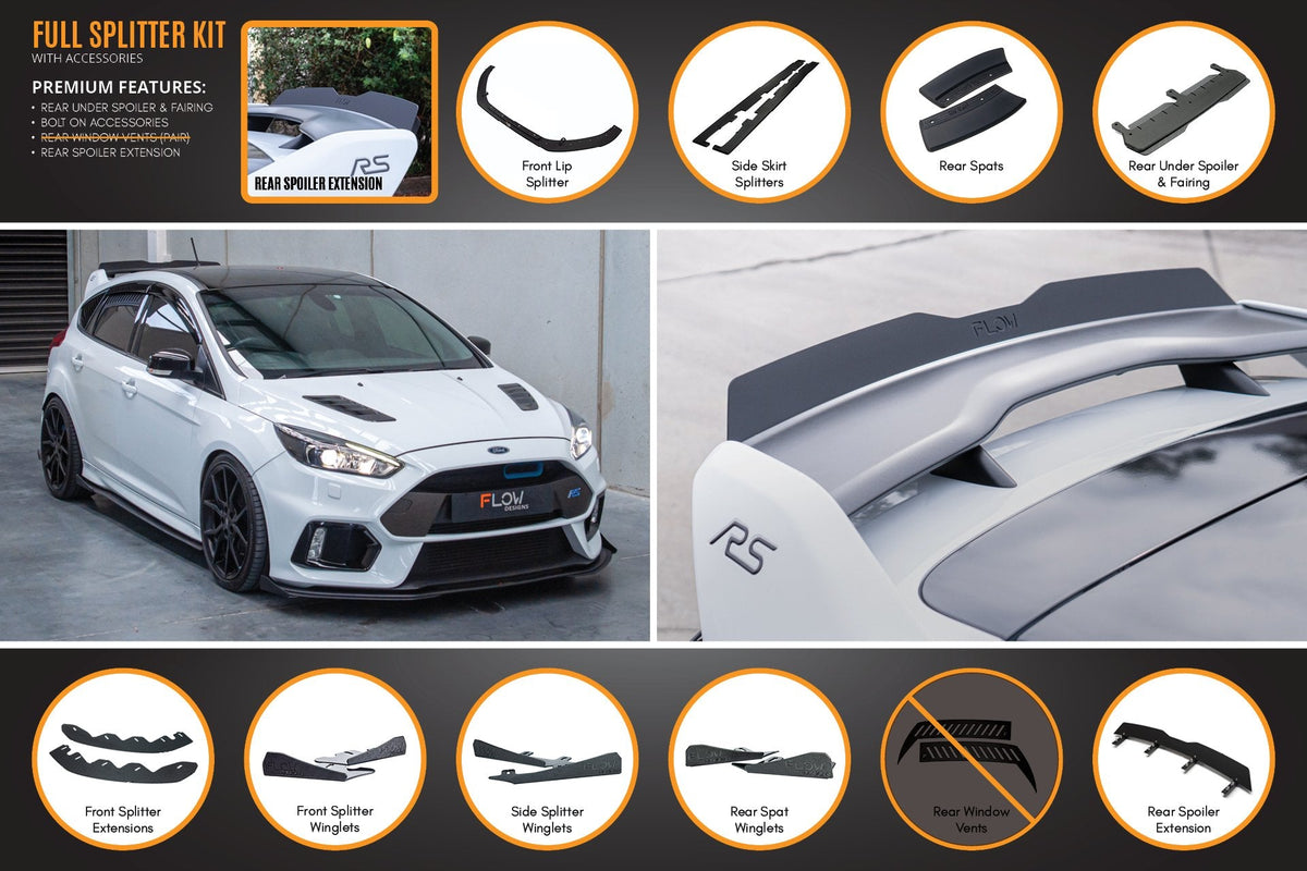 Flow Designs - MK3 Focus RS Full Lip Splitter Set