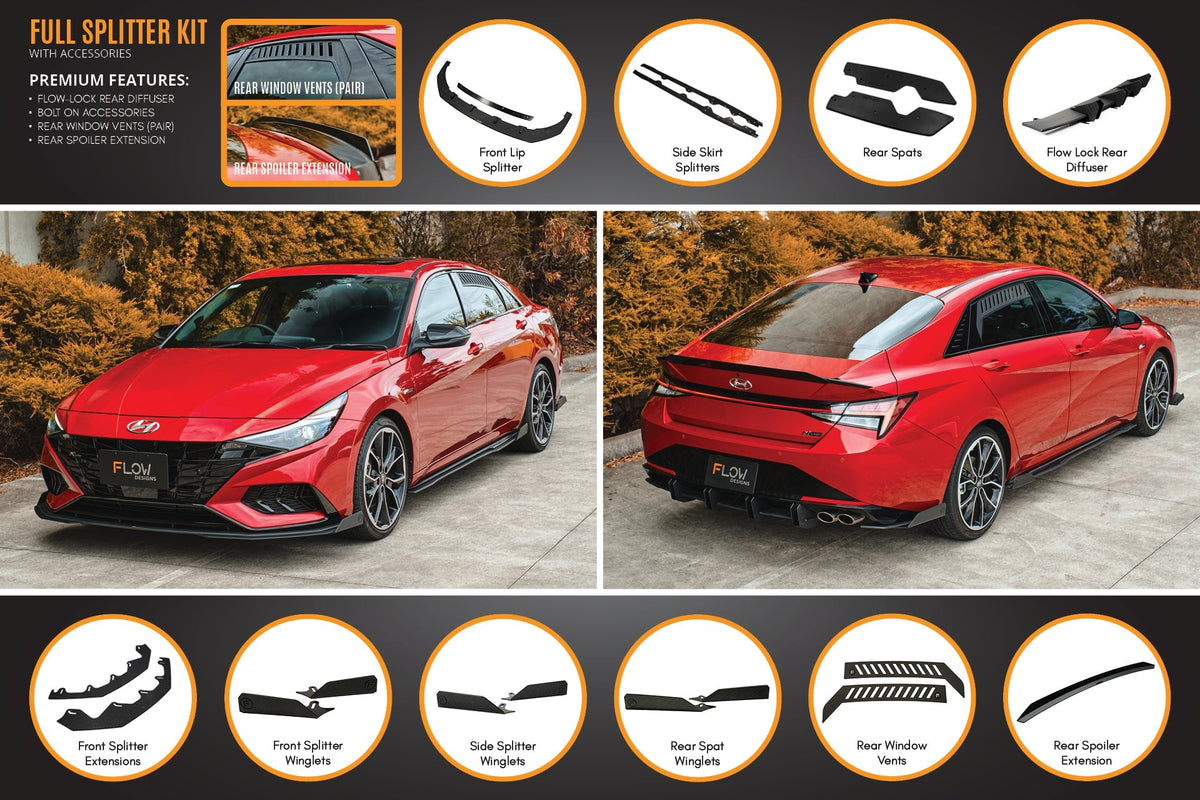 Flow Designs - CN7 Elantra N Line Sedan 2020 Full Lip Splitter Set