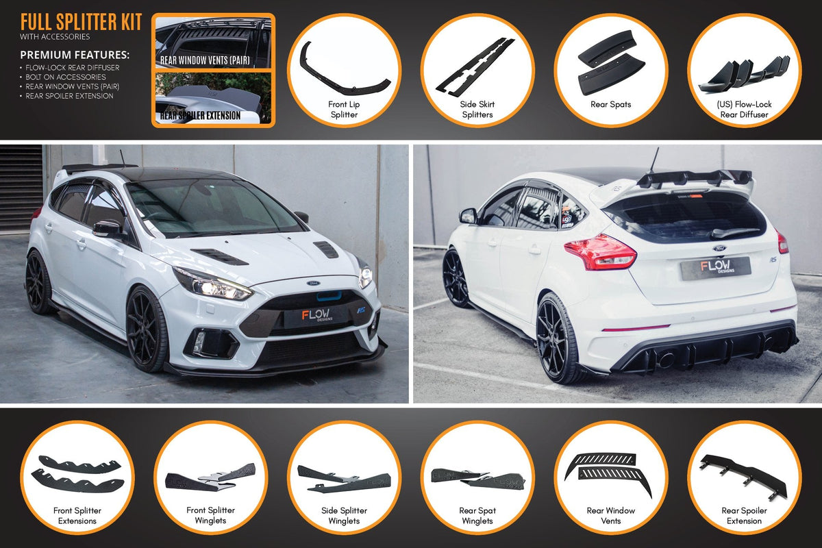 Flow Designs - MK3 Focus RS Full Lip Splitter Set
