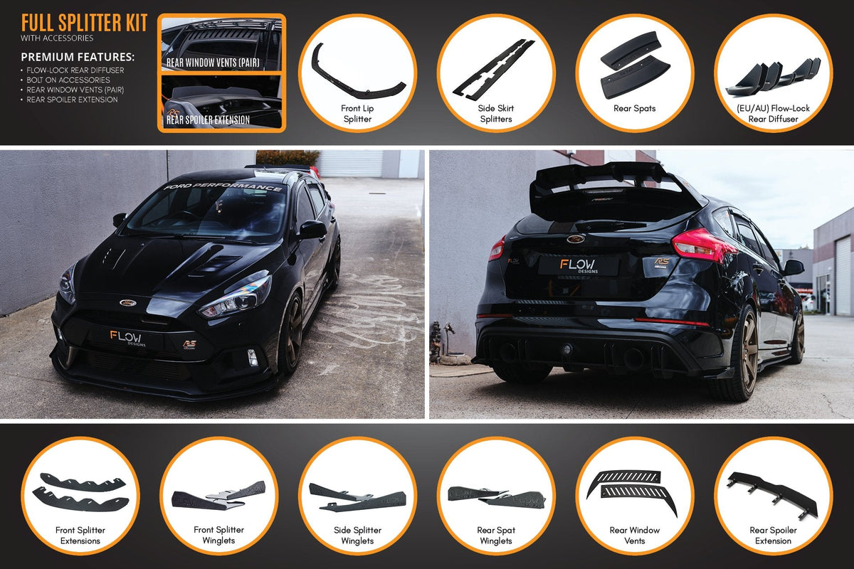 Flow Designs - MK3 Focus RS Full Lip Splitter Set