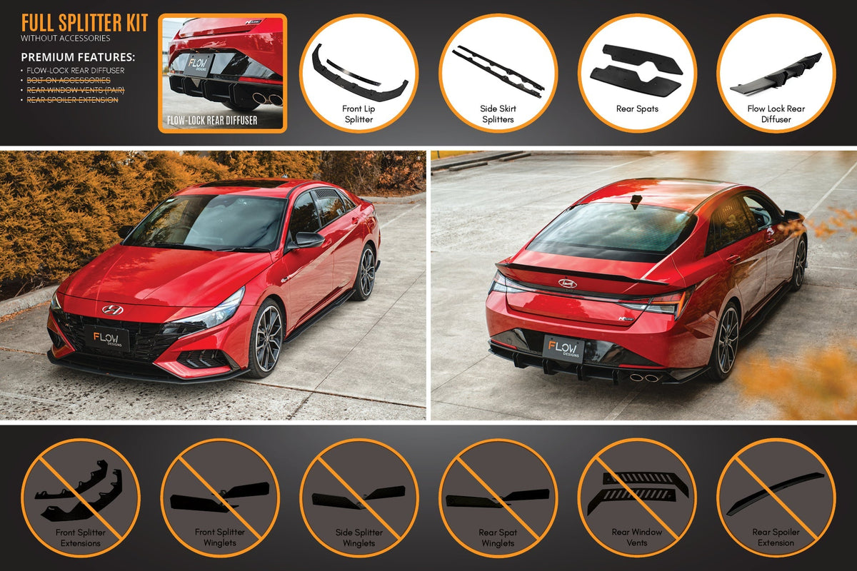 Flow Designs - CN7 Elantra N Line Sedan 2020 Full Lip Splitter Set