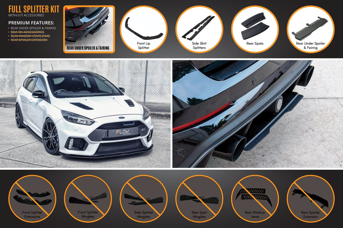Flow Designs - MK3 Focus RS Full Lip Splitter Set
