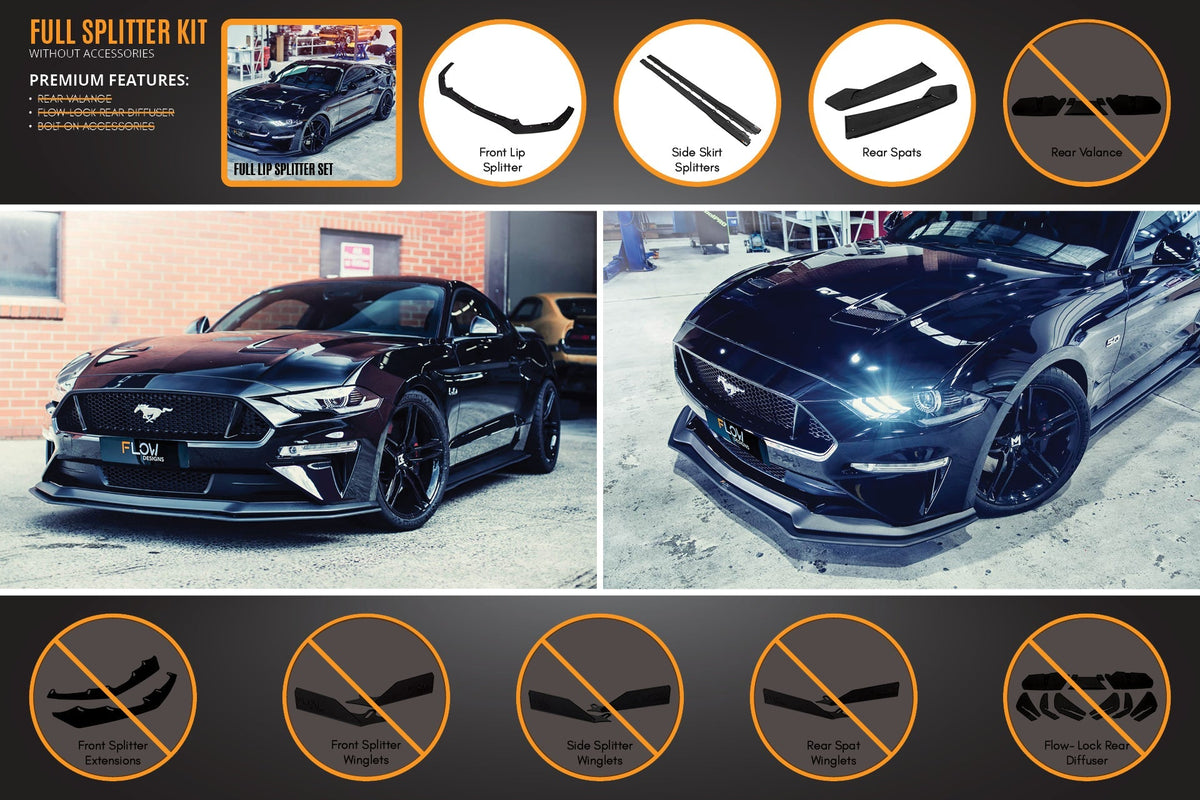 Flow Designs - 18-23 Mustang GT S550 FN Full Lip Splitter Set