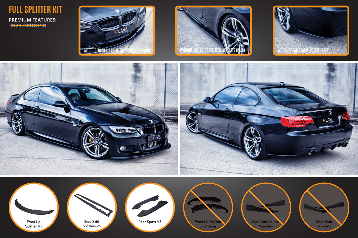 Flow Designs - E92 M Pre LCI Sport Full Lip Splitter Set