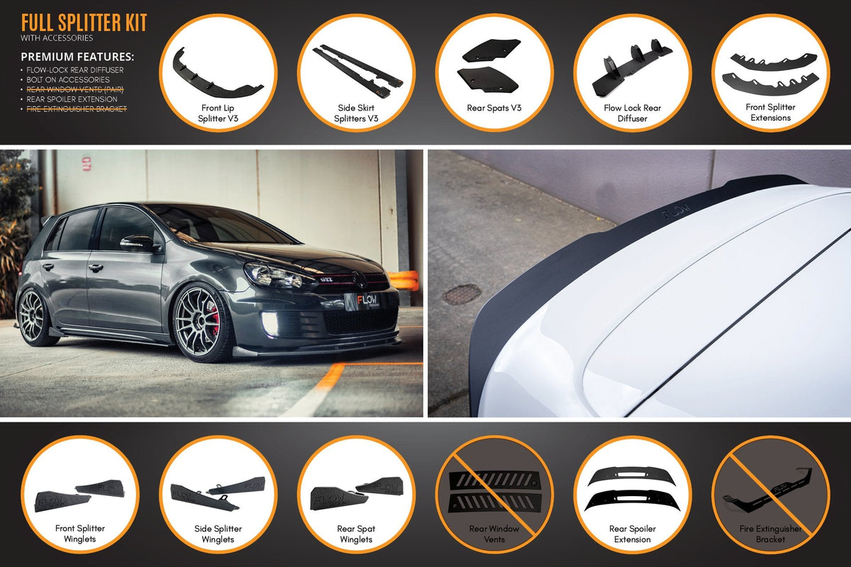 Flow Designs - MK6 Golf GTI Full Lip Splitter Set