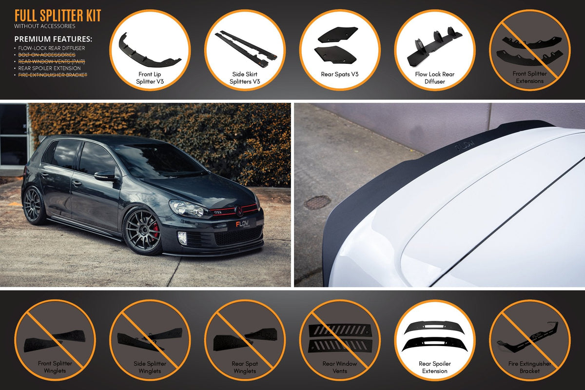 Flow Designs - MK6 Golf GTI Full Lip Splitter Set
