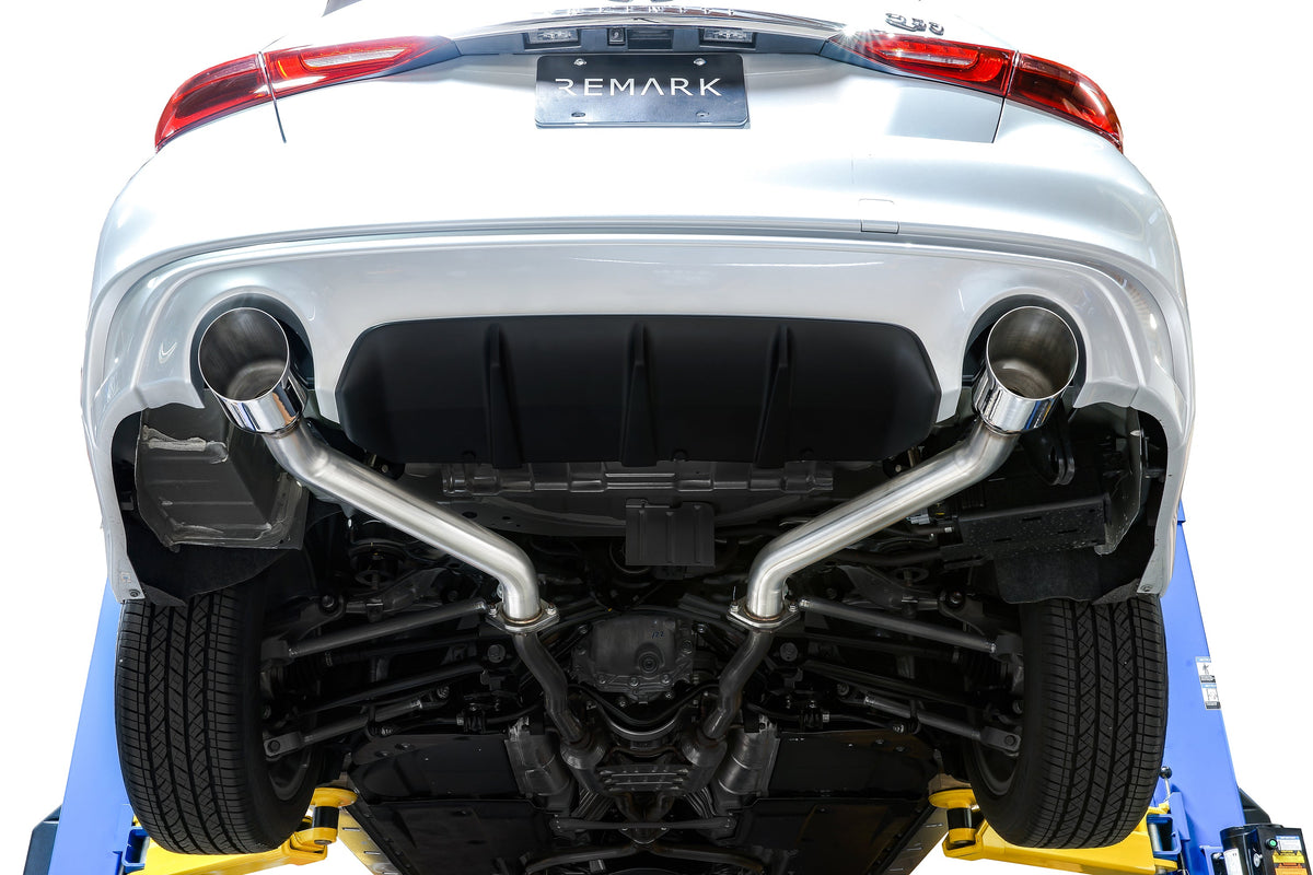 Remark 2014+ Infiniti Q50 Axle Back Exhaust w/Stainless Steel Single Wall Tip - RO-TSQ5-S