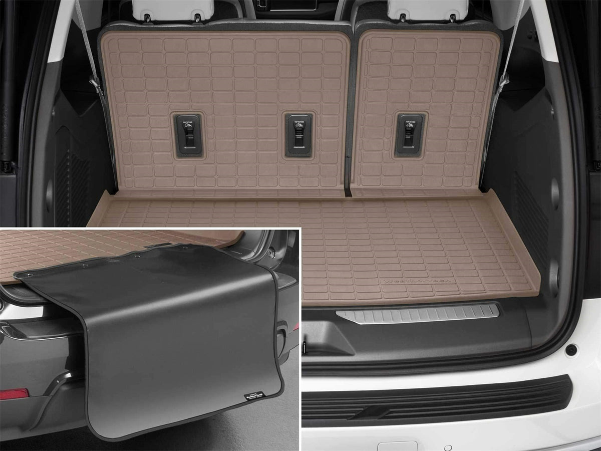 Weathertech - SeatBack Cargo Liner HP w/Bumper Protector - Tan Behind 3rd Row Seating 21 Chevrolet Suburban / 21 GMC Yuk