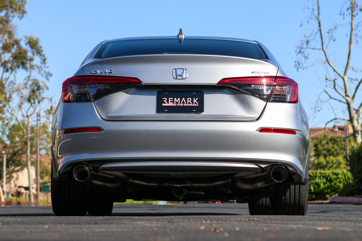 Remark 2022+ Honda Civic Sport Sedan (FE2) Catback Exhaust - Dual Burnt Stainless Steel Tips - RK-C2063H-11T