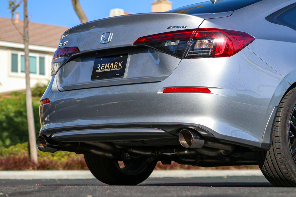 Remark 2022+ Honda Civic Sport Sedan (FE2) Catback Exhaust - Dual Burnt Stainless Steel Tips - RK-C2063H-11T