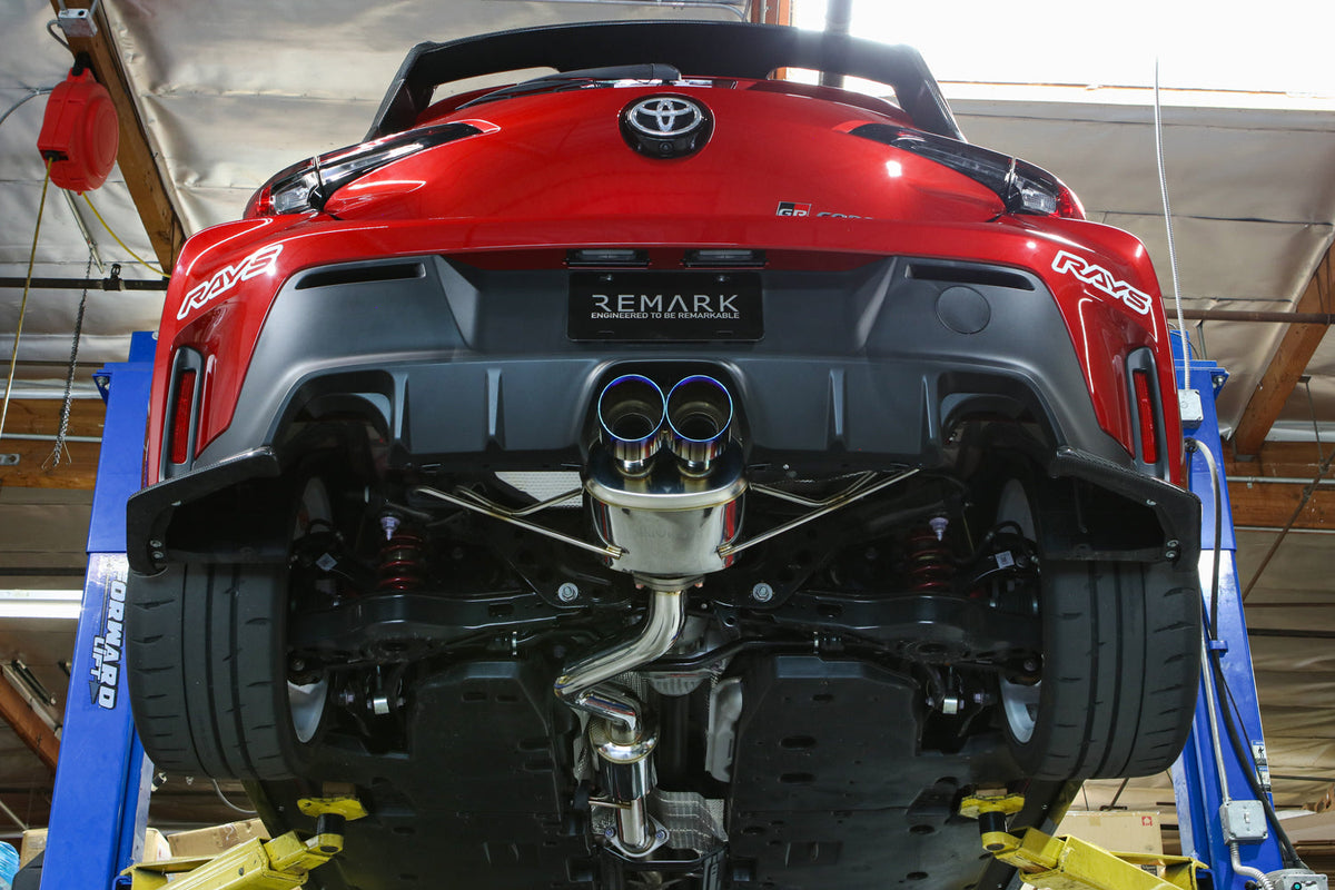REMARK 24+ Toyota GR Corolla Dual Center Exit w/ Resonator Burnt Stainless Steel Catback Exhaust, - RK-C2076T-05TC