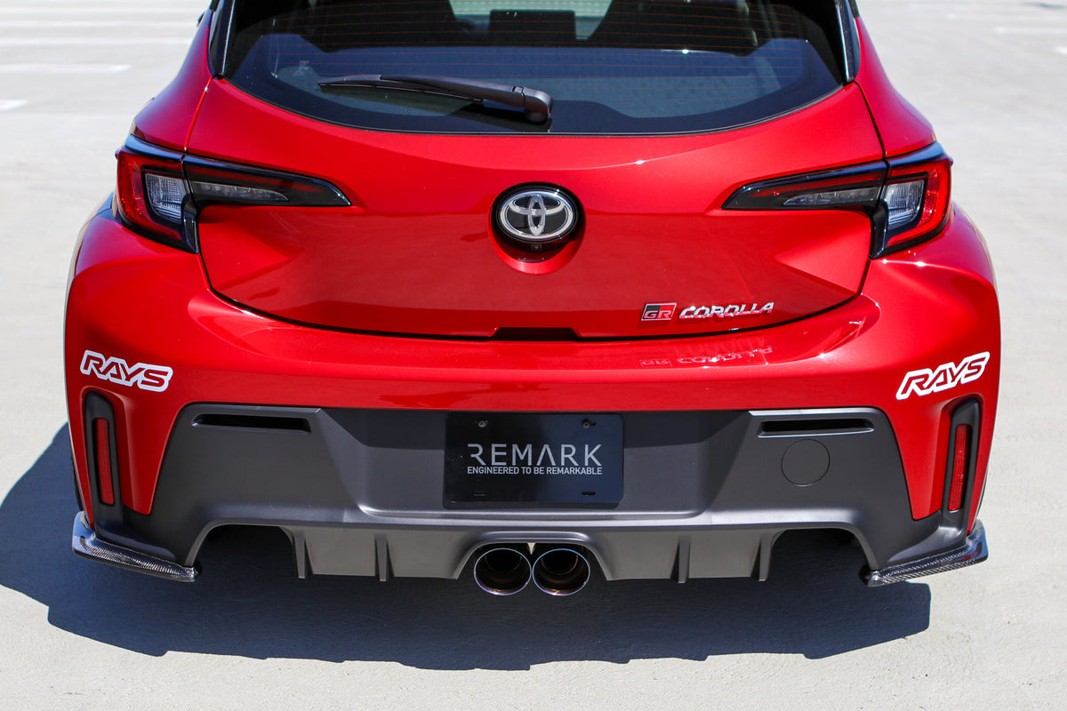 REMARK 24+ Toyota GR Corolla Dual Center Exit w/ Resonator Burnt Stainless Steel Catback Exhaust, - RK-C2076T-05TC