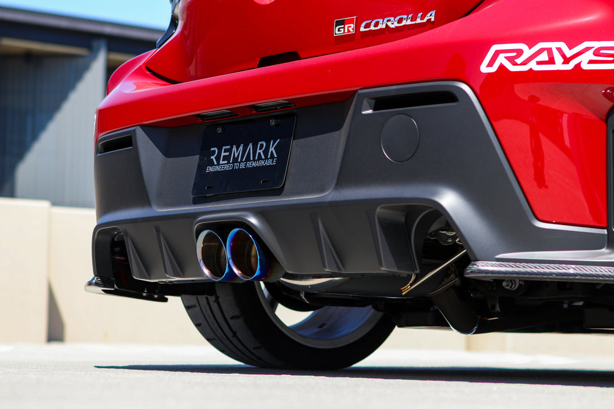 REMARK 23+ Toyota GR Corolla Dual Center Exit w/ Resonator Stainless Steel Catback Exhaust - RK-C2076T-05C