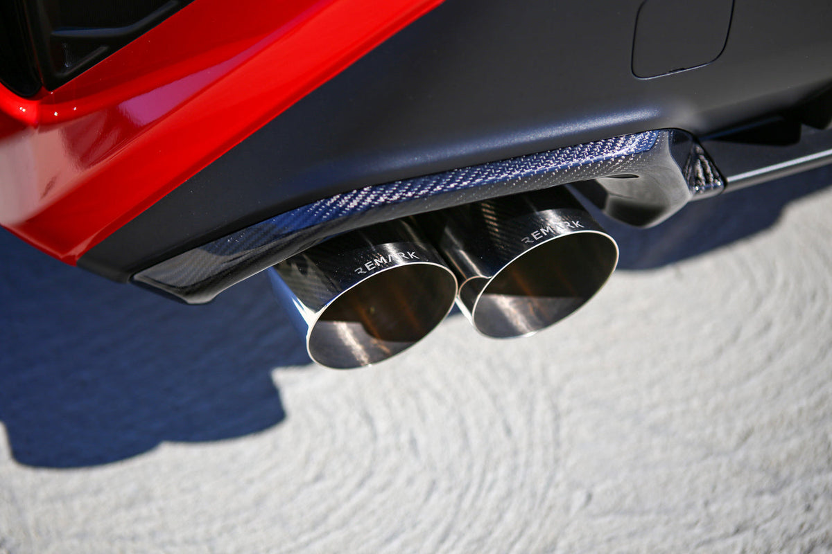 Remark 2022+ Subaru WRX Carbon Fiber Exhaust Finisher - Gloss Finish - RMK-05-EC01S-02