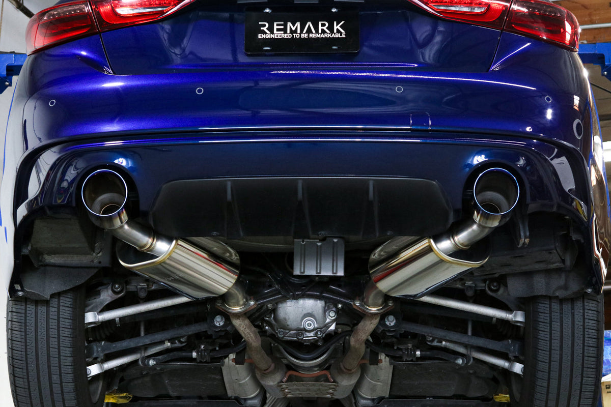 REMARK 14+ Infiniti Q50 Axleback Exhaust w/Mufflers - Stainless Double Wall Tip - RO-TSQ5-DM